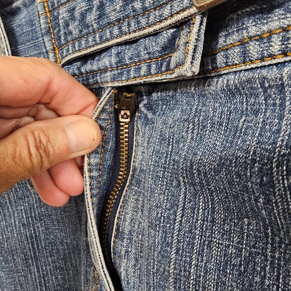 Vintage Perry Ellis Blue Denim Skirt Y2K Boho Retro 8 - Picture 4 of 16